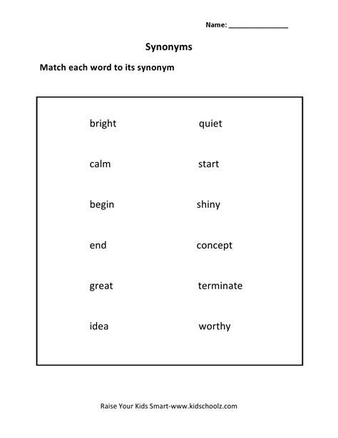 Grade 4 Synonyms Worksheet 3 Kidschoolz