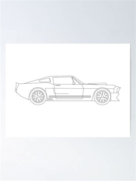 Eleanor Ford Mustang 1967 Illustration Outlines Poster By Two34
