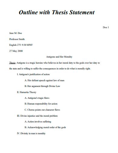 Thesis Statement Outline Template