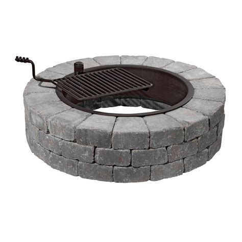 Grand In Fire Pit Kit In Bluestone With Cooking Grate Home Depot
