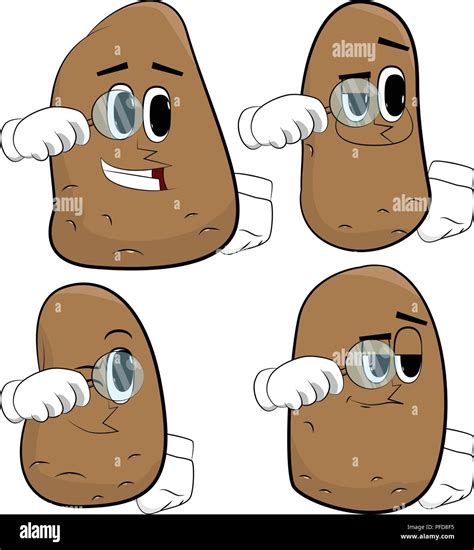 Potatoes Holding A Magnifying Glass Cartoon Potato Collection With