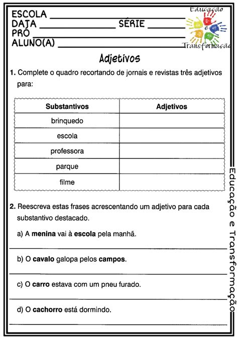 Atividade De L Ngua Portuguesa Para Trabalhar Os Adjetivos Estante Da Atividade