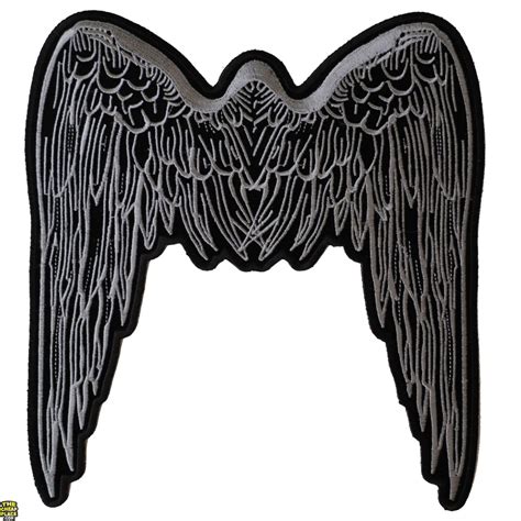 Large Angel Wings Patch Grey Embroidered Patches