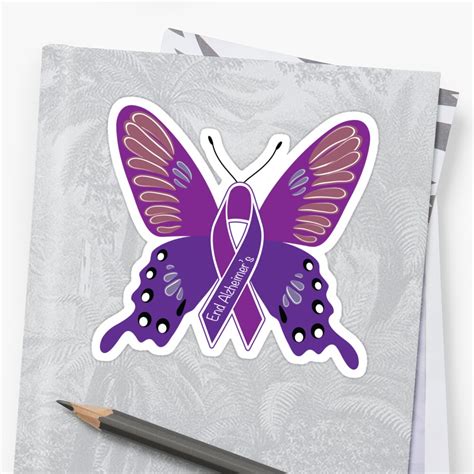 End Alzheimers Awareness Butterfly Stickers By Gdiciero Redbubble