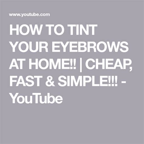 How To Tint Your Eyebrows At Home Cheap Fast And Simple Youtube