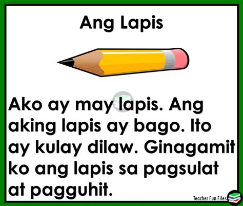 Teacher Fun Files Filipino Reading Passages For Grade One
