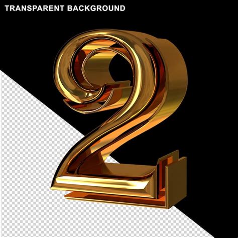 Premium Psd Gold Numbers 3d Number 2