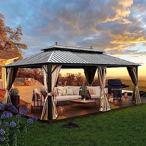 Yitahome 12x20 Ft Hardtop Gazebo With Nettings And Curtains Outdoor