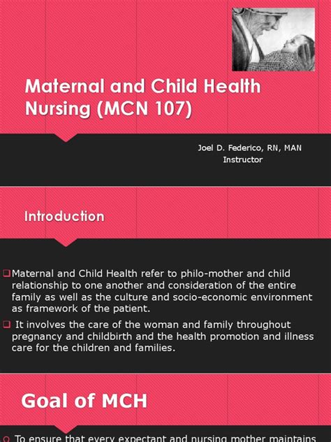 Maternal And Child Health Nursing Mcn 107 Joel D Federico Rn Man