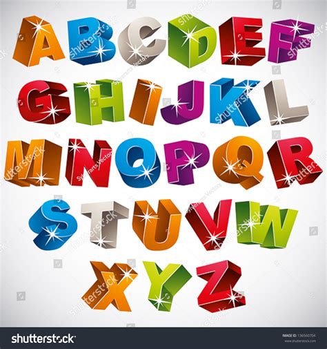 3d Font Bold Colorful Alphabet Vector 136560704 Shutterstock