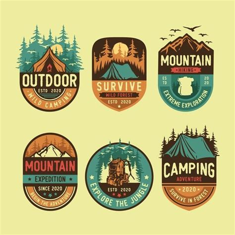 premium vector set of camping and outdoor logo outdoor logos adventure logo badge design