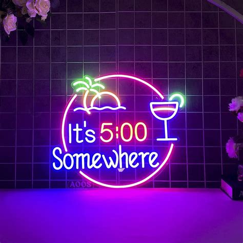 Custom Made Neon Signs Its 5 Oclock Somewhere Bar Neon Sign Led