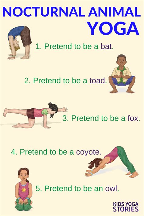 With so many great yoga poses and options, your child is never going to get bored! Nocturnal Animals Yoga (+ Printable Poster) | Kids Yoga ...