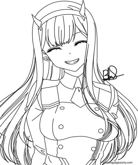 Zero 2 Darling In The Franxx Coloring Page Free Printable Coloring Pages