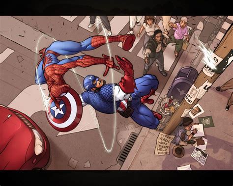 Inkthinkers Spidey And Cap By Luxun On Deviantart Spiderman Art