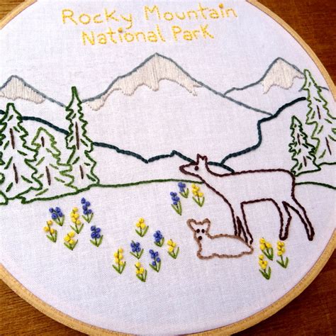 The kit comes with a pair of shears, embroidery floss, a stained bamboo. Rocky Mountain National Park Embroidery Pattern ...