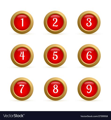 Set Round Buttons With Numbers From 1 To 9 Vector Image