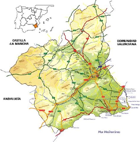 Mapas De Carreteras En Murcia Y Pueblos De Murcia