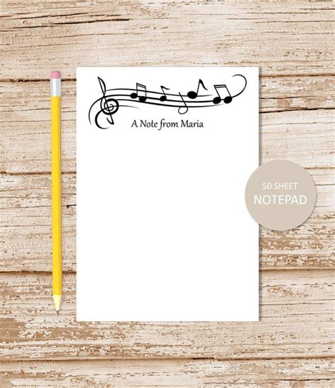 Personalized Music Notepad Music Note Pad Personalized Stationery