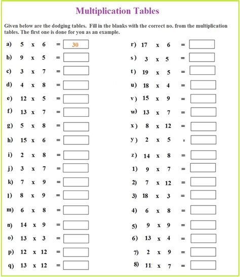 Printable Multiplication Table Chart Template in PDF & Word 23