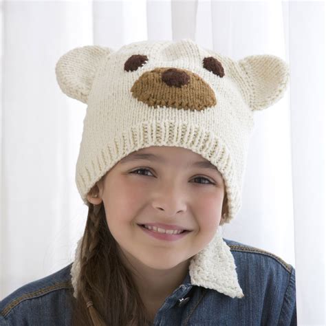 Cool new girls kids children`s flappy ear white bunny moving ear animal hat. Red Heart Polar Bear Hat | Yarnspirations in 2020 | Baby ...