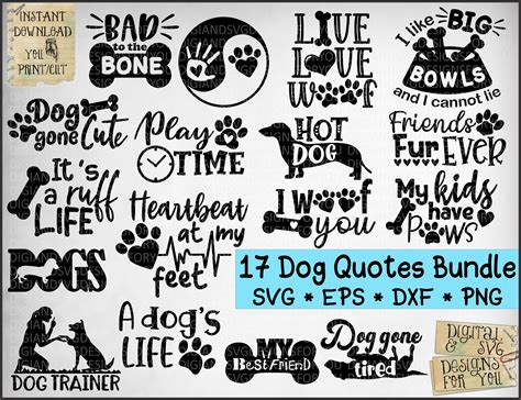 Dog Quotes Bundle Svg Eps Dxf Cut File Dog Quote Svg Dogs Etsy
