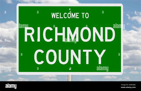 Rendering Of A Green 3d Highway Sign For Richmond County Stock Photo