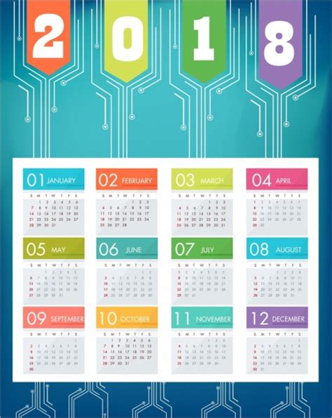 Free Download 2018 Calendar Background Blue Modern Decor Technology
