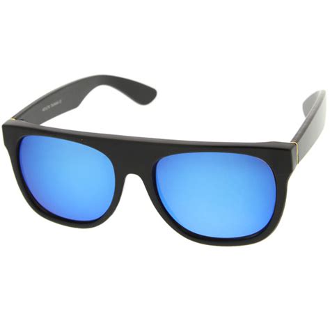 modern retro reflective mirror lens super flat top horn rimmed sunglasses