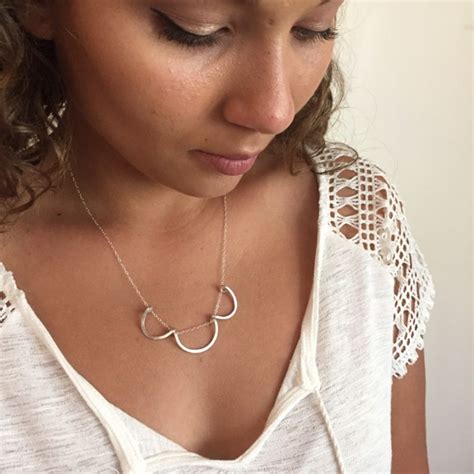 Silver Delicate Necklace Silver Circle Necklace Statement Etsy