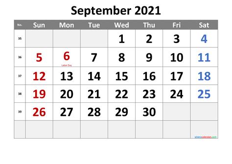 Free September 2021 Monthly Calendar Pdf Template Nocr21m33