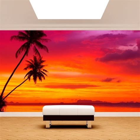 🥇 Photo Wall Murals Palms Sunset Beach 🥇