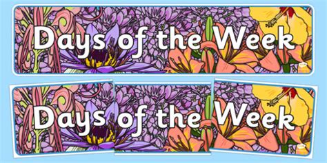 👉 Days Of The Week Display Banner Flower Background Banner