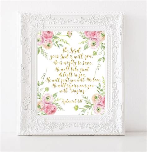 Bible Verse Wall Art The Lord Your God Is With You Zephaniah Etsy