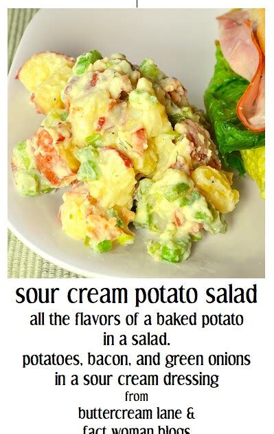 To make the sour cream potato salad with bacon, start by cooking the potatoes as instructed above. Buttercream Lane: Sour Cream Potato Salad, Mayonnaise Free, with the taste of a baked potato!