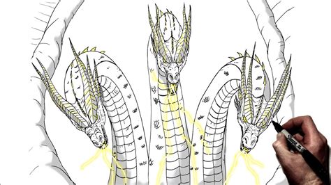 How To Draw Ghidorah Step By Step Monsterverse Youtube