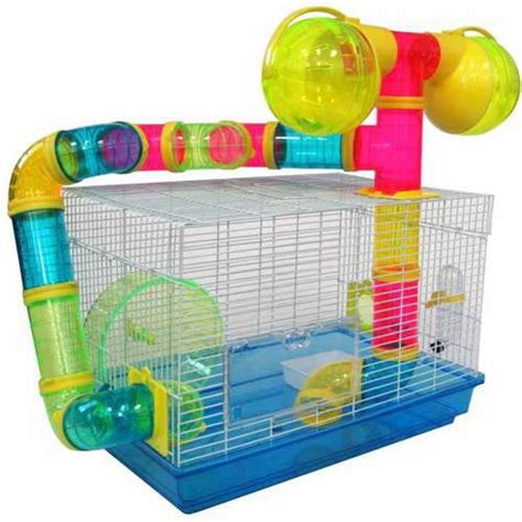 Dwarf Hamster Mice Cage With Color Tubes And Accessories Blue