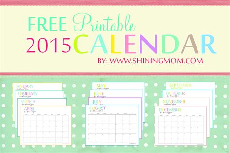 The Printable 2015 Monthly Calendar By Is Here