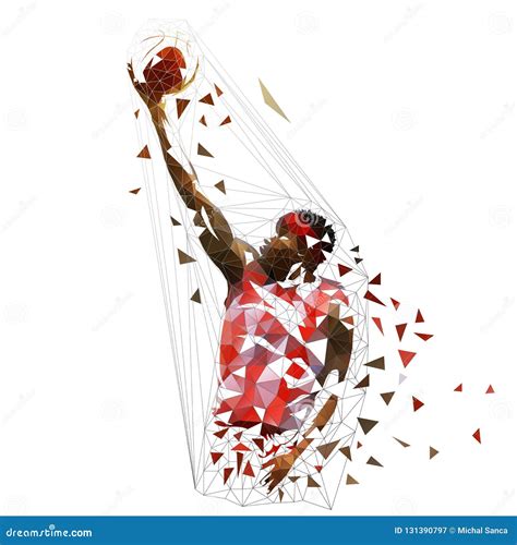 Basketball Player Shooting Ball Low Poly Stock Vector Illustration