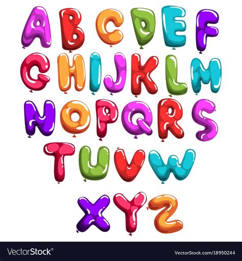 Set Of Colorful Font In Form Balloons Children S Vector Image On