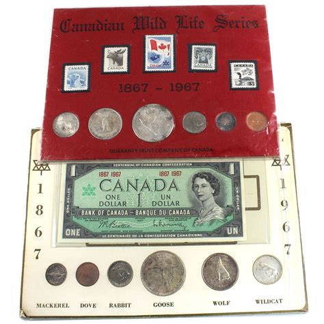 2x 1867 1967 canada centennial 6 coin sets one of the sets contains a 1967 no serial number commemo