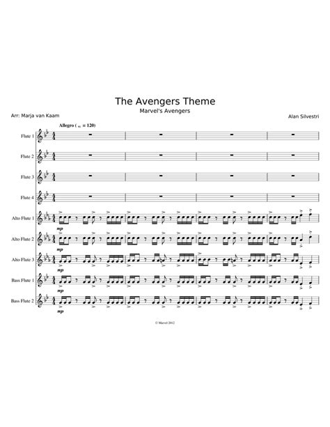 The Avengers Theme For Flute Ensemble Sheet Music For Flute Flute