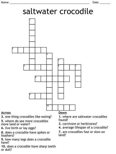 Saltwater Crocodile Crossword Wordmint