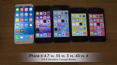 Apple Iphone 6 47 Vs 5s Vs 5 Vs 4s Vs 4 Ios 8 Simulation