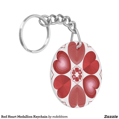 Red Heart Medallion Keychain Keychain Red Heart Red