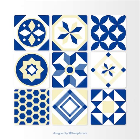 Premium Vector Ornamental Blue Tiles