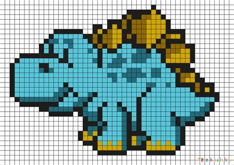 Imprimer plus grand, en meilleure qualité, etc. Pixel Art Dinosaure par Tête à modeler en 2020 (avec ...