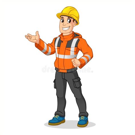Male Industrial Worker With Safety Jacket And Hard Hat Present