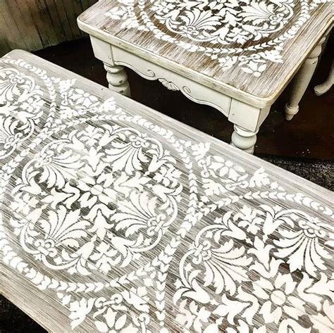 Painted And Stenciled Furniture Ideas On A Budget With White Washed