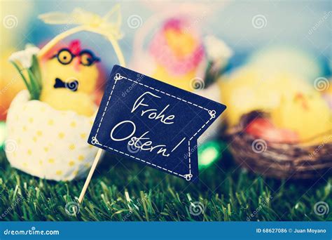 Text Frohe Ostern Happy Easter In German Stock Photo Image Of